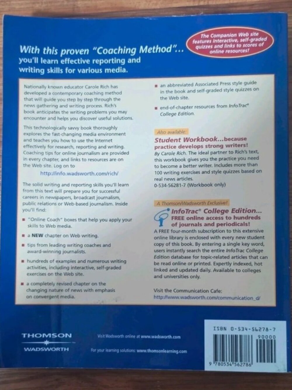 Writing and Reporting News by Carole Rich, 4th Ed Paperback 2003, Journalism